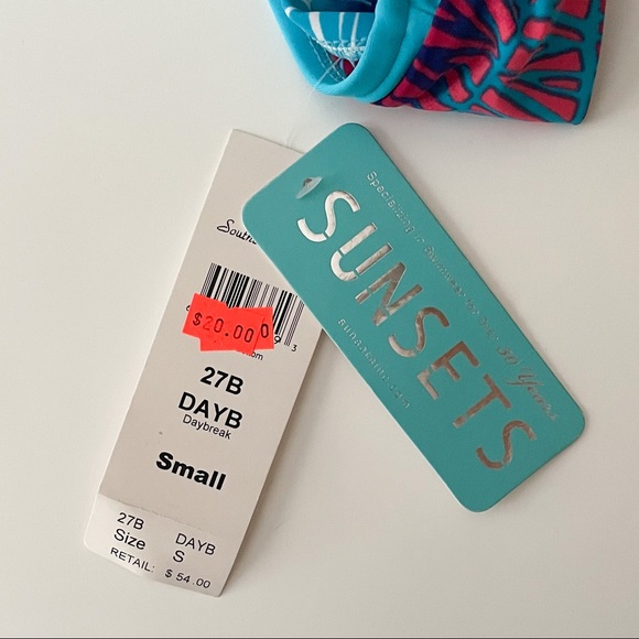 Sunsets Daybreak Turquoise Blue Fading Coral Ruching Bikini Bottoms NWT Small - Picture 9 of 10